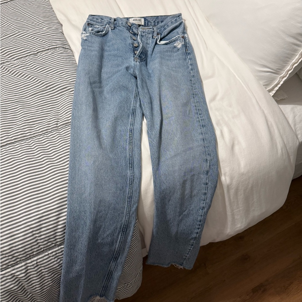 Agolde Light Wash High-Rise Straight Jeans